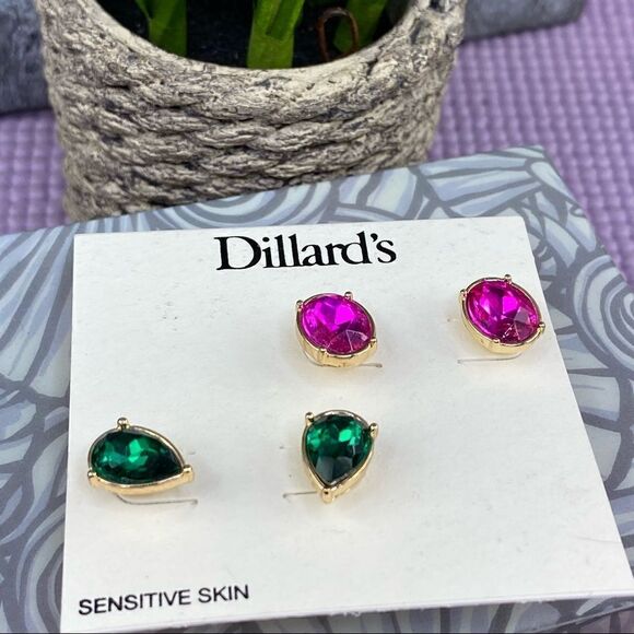 Dillard’s Jewel Tone Rhinestone Stud Earring Set - Picture 6 of 6